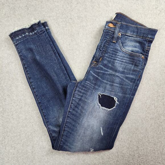 J. Crew Jeans Womens Size 26 9" High Rise Toothpick Unfinished Hem Distressed - Picture 1 of 16
